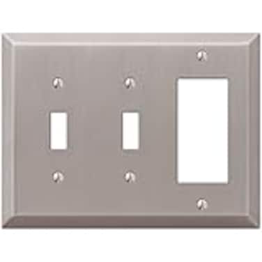 AMERELLE 163TTRBN Century Double ToggleSingle Rocker Steel Wallplate in Brushed Nickel