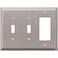 AMERELLE 163TTRBN Century Double ToggleSingle Rocker Steel Wallplate in Brushed Nickel
