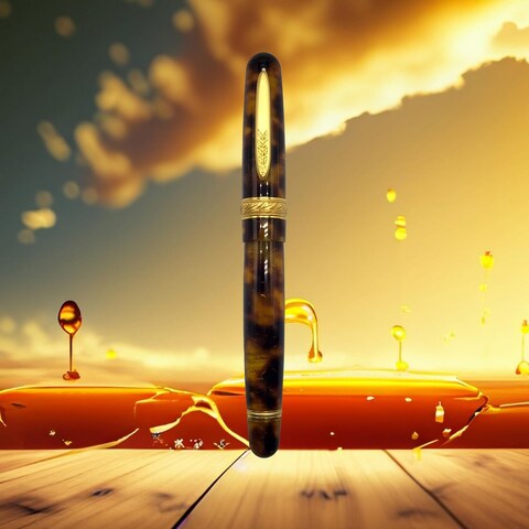 Stipula Etruria Magnifica Fountain Pen MIELE SELVATICO Wild Honey  Stainless Steel Medium Nib