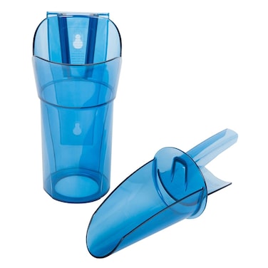 San Jamar SafTScoop Ice Scoop with Storage Caddy for Kitchens Restaurants And Fast Food Plastic 20 To 24 Ounces Blue
