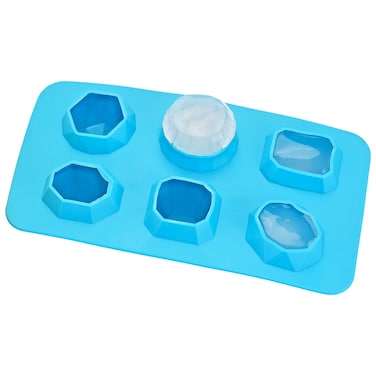 Fairly Odd Novelties Jewels Diamond Gem Flexible Shape 6 Ice Cube Tray Mold Blue Rubber Novelty Gag Gift One Size