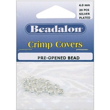Beadalon Crimp Covers 4mm  Silver Plated 20 Per Package