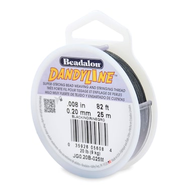 Beadalon Dandyline Bead Weaving  Stringing Thread 020 mm  008 in Black 25 m