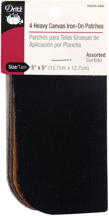 Dritz Heavy Canvas 5 x 5 4 Count Assorted IronOn Patches 5 by 5Inch Colors May Vary