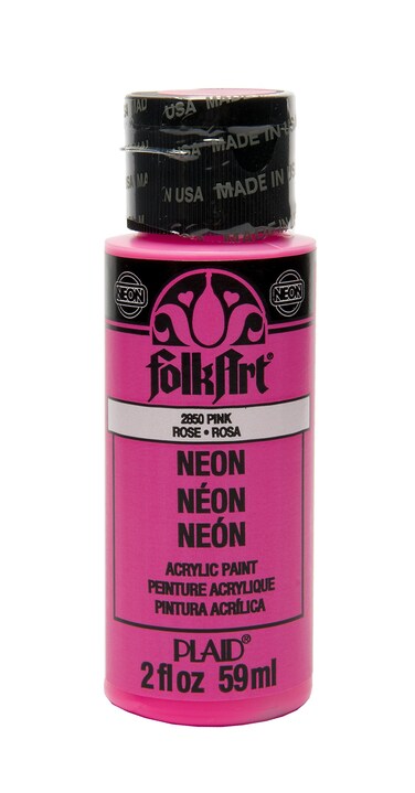 FolkArt Neon Acrylic Paint in Assorted Colors 2 Ounce 2850 Neon Pink