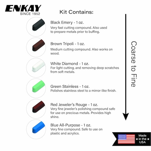 ENKAY  Junior Jewelers Rouge  Polishing Compound Kit 6 pc US Made