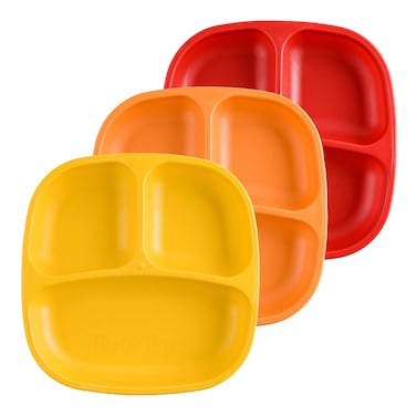 RePlay Made in USA 7 Deep Walled Divided Plates for Kids Set of 3  Reusable 3 Compartment Plates Dishwasher and Microwave Safe  737 x 737 x 125 Fall