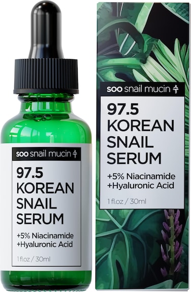 Soo Snail Mucin 975 Snail Mucin Serum  Korean Niacinamide Serum  Glass Skin K Beauty Skincare Routine  Cruelty Free Skin Care for Anti Aging 1oz