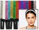 Kenz Laurenz 12 Pack Glitter Headbands Elastic Stretch Sparkly Fashion Headband for Teens Girls Women Softball Volleyball Basketball Sports Teams Set Hair Accessories Silver