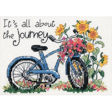 Dimensions The Journey Bicycle Counted Cross Stitch Kit 14 Count White Aida 7 x 5