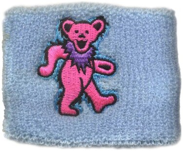 Licenses Products Grateful Dead Green Dancing Pink Bear on Baby Blue Wrist Band