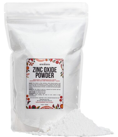 Zinc Oxide Powder  Uncoated Non Nano Zinc Oxide  Pure Pharmaceutical Grade  Use in Homemade Sunscreen Lotion  Diaper Rash Cream Deodorant DIY Zinc Oxide Ointment  1 LB by Better Shea Butter