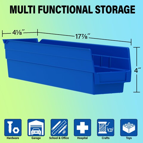 AkroMils 30128 Plastic Containers for Organizing and Storage Bins for Closet Kitchen Cabinet or Pantry Organization 18Inch x 4Inch x 4Inch Red 12Pack