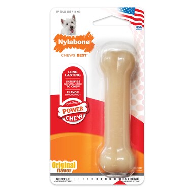 Nylabone Power Chew Classic Bone Chew Toy for Dogs Durable Dog Toys for Aggressive Chewers Original Flavor SmallRegular  Up to 25 Ibs 1 Count