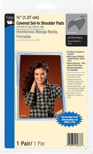 Dritz  103561 530761 Shoulder Pads Covered Setin with SewOn Hook and Loop Fastener Tape 12Inch Black