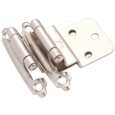 DecoBasics 38 Inset Cabinet Hinges Brushed Nickel 1 Pair 2 Pcs Offset Self Closing Cabinet Hinges for Kitchen Cabinets Satin Nickel wSilicon Bumpers  Upgraded Screws