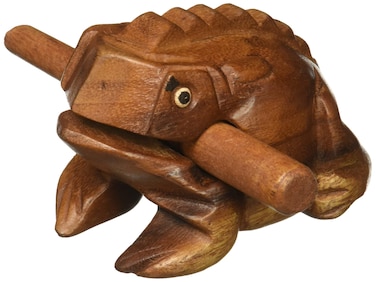 Medium 4 Wood Frog Guiro Rasp  Percussion Musical Instrument Tone Block  Wooden Frog Instrument with Stick Frog Noise Maker by World Percussion USA