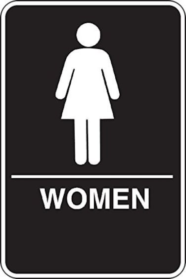 Hillman 844153 Women ADA Compliant Grade 2 Tactile Braille Self Adhesive Sign Black and White Molded Plastic 6x9 Inches 1Sign