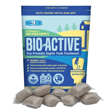 Walex BioActive Home Residential Septic Tank Treatment Beneficial Enzymes Waste and Paper Digesting Additives Tabs 1 Year Supply 12 Treatments