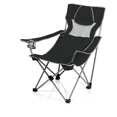 Picnic TIME Campsite Camping Chair Picnic Chair Outdoor Folding Chair with Carry Bag Beach Chair Black with Gray Accents 23 x 18 x 36