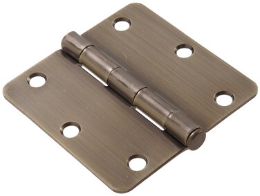 The Hillman Group 852613 312 Residential Door Hinge  14 Round Corner  Removable Pin  Full Mortise  Antique Brass 1Pack