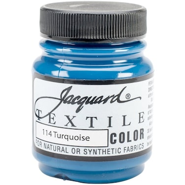 Jacquard Fabric Paint for Clothes  225 Oz Textile Color Turquoise Leaves Fabric Soft  Permanent and Colorfast  Professional Quality Paints Made in USA  Holds up Exceptionally Well to Washing
