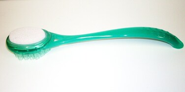 Body  Sole Elite Bath Brush with Pumice Stone  Twosided bath brush soft bristled side for cleaning and massaging your back legs and feet opposite side is pumice stone for exfoliating Green