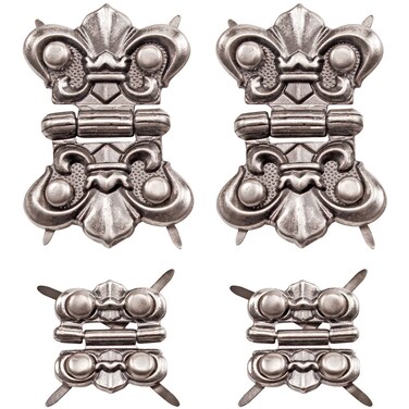 Tim Holtz Ideaology Hinges 4 Hinges and 16 Fasteners Antique Nickel Finish TH93075