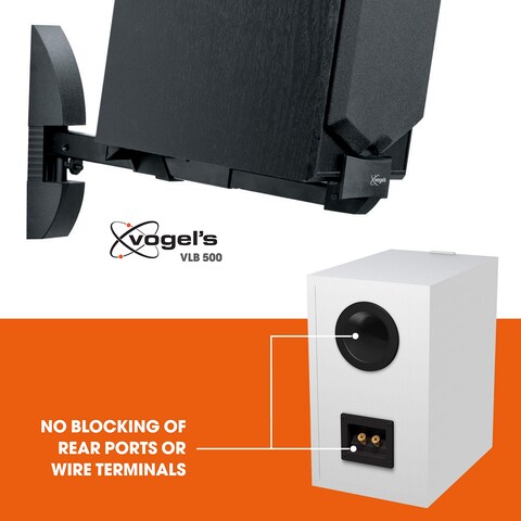 Vogels VLB 200 Universal Speaker Wall Bracket Swivels up to 90 LeftRight Tiltable up to 15 Max 44 lbs 20 kg Black 2 Brackets