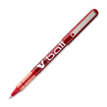 Pilot VBall Liquid Ink Rolling Ball Stick Pens Extra Fine Point Red Ink 12Pack 35202