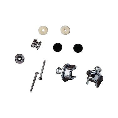 Fender Guitar Strap Lock with Chrome Buttons and Wood Mounting Screws 1 Set of 2 Security Guitar Strap Locks for Guitar and Guitar Strap Black and White Felt Washers 1 Set