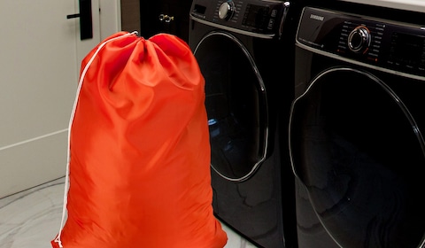Nylon Laundry Bag  Locking Drawstring Closure and Machine Washable These Bags will Fit a Laundry Basket or Hamper and Strong Enough to Carry up to Three Loads of Clothes Orange