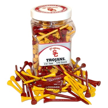 Team Golf NCAA USC Trojans Jar Of 175 Golf Tees 234 Golf Tees 175 Pack Regulation Size Multi Team Colors
