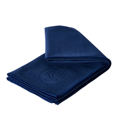 Manduka eQua Yoga Hand Towel  Quick Drying Microfiber Lightweight Yoga Accessories Easy for Travel 16 Inch 40cm Midnight Blue
