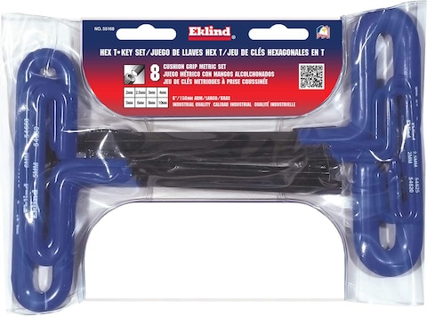 EKLIND 55168 Cushion Grip Hex TKey allen wrench  8pc set Metric MM sizes 210 6In shaft