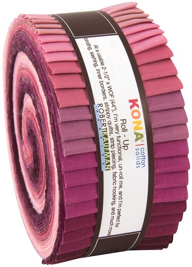 Robert Kaufman Kona Cotton Solids Powder Room Jelly Roll Up 40 25x44inch Cotton Fabric Strips