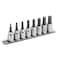 Powerbuilt Hex Bit Socket Set 8 Piece 38 Inch Drive Metric Sizes 310mm Ball End Sockets Storage Rail  642405 Silver