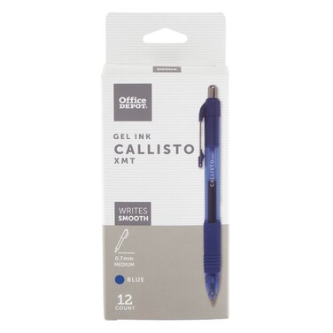 Office Depot Brand Callisto Retractable Gel Ink Pens Medium Point 07 mm Transparent Blue Barrel Blue Ink Pack Of