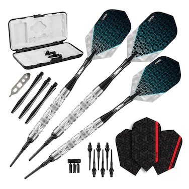 Viper Diamond 90 Tungsten Soft Tip Darts with StorageTravel Case Silver Rings 16 Grams