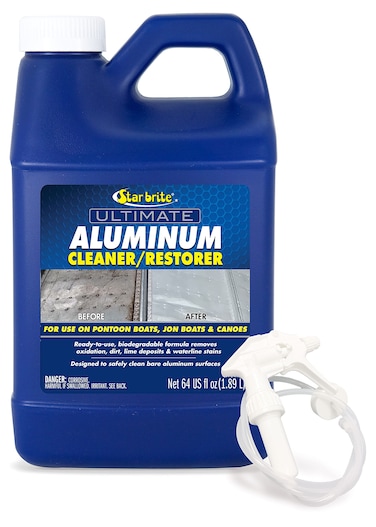 STAR BRITE Ultimate Aluminum Cleaner  Restorer  Aluminum Boat Cleaner  Perfect for Pontoon Boats Jon Boats  Canoes 64 OZ With Sprayer 087764