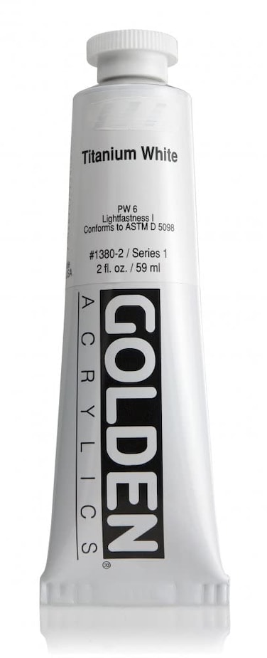 Heavy Body Acrylics by GOLDEN Titanium White 2 fl oz Tube Professional Acrylic Paint Opaque