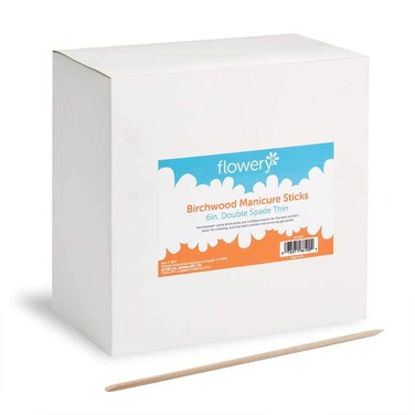 Flowery Birchwood Manicure Sticks Double Spade Thin Disposable Cuticle Pusher 6 Inches 1000 Count