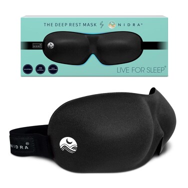 Nidra Sleep Mask for Men Women Black 3D Blackout Sleeping Mask Contoured Eye Mask for Lash Extensions Side Sleepers Eye Cover Zero Eye Pressure Travel Eye Shades Night Blindfolded for Deep Sleep