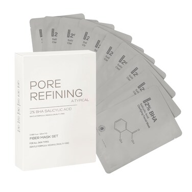 A TYPICAL Pore Refining Skin Care Fiber Face Mask Set Infused with 2 Salicylic Acid Hydrating Facial Mask to Remove Acne Unclog Pores Moisturize Skin Gentle Formula Vegan CrueltyFree