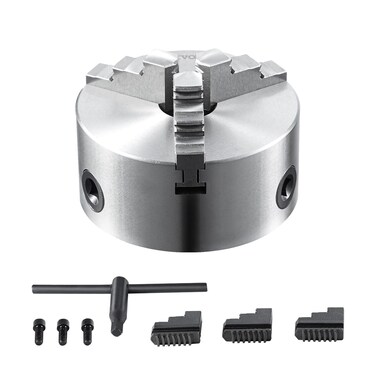 VEVOR 3Jaw Lathe Chuck 4 SelfCentering Lathe Chuck 0084 in2100 mm Clamping Range with Tkey Fixing Screws Reversible Jaws for Lathe 3D Printer Machining Center Milling Drilling Machine
