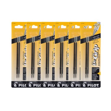 Pilot Dr Grip Retractable Ballpoint Pen Refills 10mm Medium Point Black Ink 6 Pack of 2