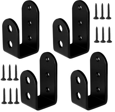 2x4 Door Barricade Bracket Heavy Duty Open Bar Security Holder Bracket Security Bar Door Stopper Fits 2x4 Boards Lumber Door Jammer and Tool Hanger for Your Home Barn Shed Garage Gate BlackSet4M2