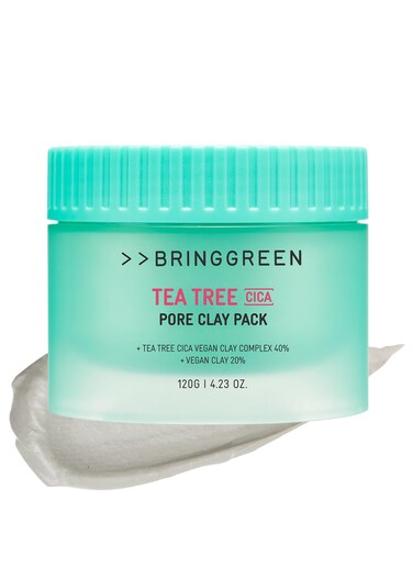BRING GREEN Tea Tree Cica Pore Clay Pack  Vegan Deep Pore Cleansing Clay Mask for Pore Purifying Contains Cica  Tea tree for Soothing  Relieving Stressed Skin 423 oz