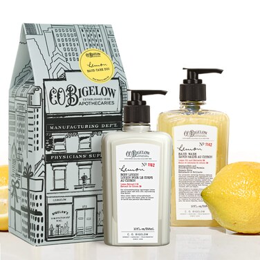 CO Bigelow Apothecary Duo  Lemon Hand Care Hand Soap  Lotion Gift Set of Two  Skin Care for Dry Skin with Moisturizing Lotion  Liquid Hand Wash  10fl oz Each
