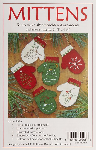 Rachels Of Greenfield Mittens Ornament KitSet of Six